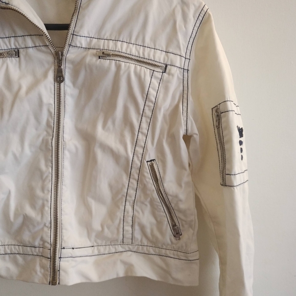 Sand White cotton jacket summer light zipper pockets 4 6 Island Cruise Vacation - Picture 15 of 15